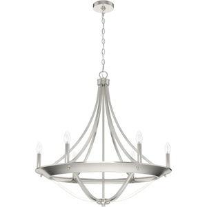 image:imageHunter  Perch Point 6Light Brushed Nickel Casual Style Dimmable Large Chandelier for Bedrooms Kitchens Dining Living Rooms  19415