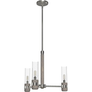 image:imageHunter  River Mill 3light Brushed Nickel Medium Size Chandelier Dimmable Rustic Style Candle Shaped for Bedrooms Kitchens Dining Living Rooms  19473