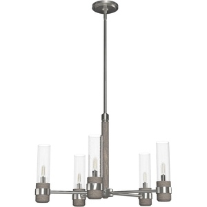 image:imageHunter  River Mill 5light Brushed Nickel Large Chandelier Dimmable Rustic Style Candle Shaped for Bedrooms Kitchens Dining Living Rooms  19475