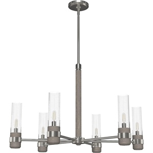 image:imageHunter  River Mill 6Light Brushed Nickel Large Chandelier Dimmable Rustic Style Candle Shaped for Bedrooms Kitchens Dining Living Rooms  19477