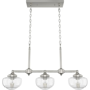 image:imageHunter  Saddle Creek 3Light Brushed Nickel Schoolhouse Style Dimmable Large Chandelier for Bedrooms Kitchens Dining Living Rooms  19489