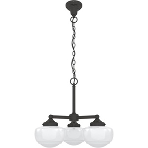 image:imageHunter  Saddle Creek 3Light Noble Bronze Schoolhouse Style Dimmable Medium Size Chandelier for Bedrooms Kitchens Dining Living Rooms  19357
