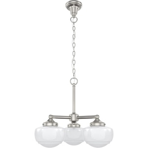 image:imageHunter  Saddle Creek 3light Brushed Nickel Medium Size Chandelier Dimmable Schoolhouse Style Candle Shaped for Bedrooms Kitchens Dining Living Rooms  19355