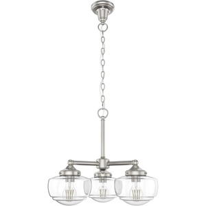 image:imageHunter  Saddle Creek 3light Noble Bronze Medium Size Chandelier Dimmable Schoolhouse Style Candle Shaped for Bedrooms Kitchens Dining Living Rooms  19358Brushed Nickel