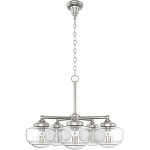 image:imageHunter  Saddle Creek 5Light Brushed Nickel Schoolhouse Style Dimmable Large Chandelier for Bedrooms Kitchens Dining Living Rooms  19360Brushed Nickel