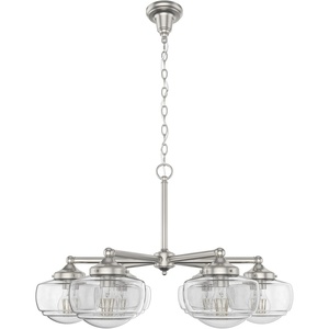 image:imageHunter  Saddle Creek 6Light Brushed Nickel Large Chandelier Dimmable Schoolhouse Style Candle Shaped for Bedrooms Kitchens Dining Living Rooms  19064