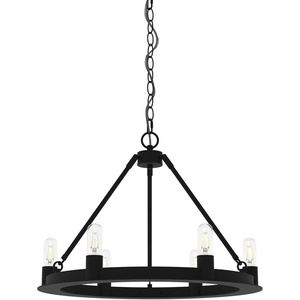 image:imageHunter  Saddlewood 6Light Natural Black Iron Large Chandelier Dimmable Casual Style Wagon Wheel Shaped for Bedrooms Kitchens Dining Living Rooms  19033