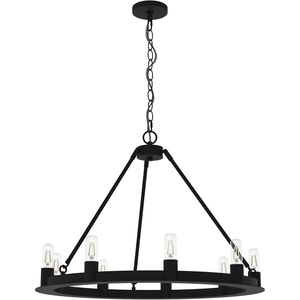 image:imageHunter  Saddlewood 9light Natural Black Iron Large Chandelier Dimmable Casual Style Wagon Wheel Shaped for Bedrooms Kitchens Dining Living Rooms  19030