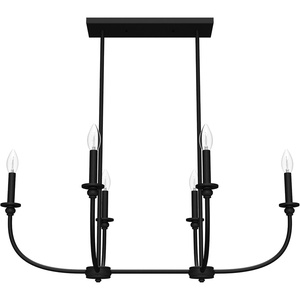 image:imageHunter  Southcrest 6Light Matte Black Large Chandelier Dimmable Linear Shaped for Bedrooms Kitchens Dining Living Rooms  19644Flat Matte Black