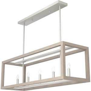 image:imageHunter  Squire Manor 5light Matte Black Extra Large Chandelier Dimmable Modern Style Linear Shaped for Bedrooms Kitchens Dining Living Rooms  19090Brushed Nickel