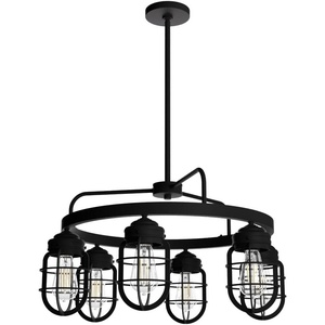 image:imageHunter  Starklake 6light Natural Black Iron Large Chandelier Dimmable Wagon Wheel Shaped for Bedrooms Kitchens Dining Living Rooms  19666