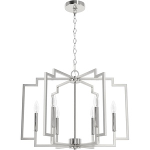 image:imageHunter  Zoanne 6Light Brushed Nickel Modern Style Dimmable Large Chandelier for Bedrooms Kitchens Dining Living Rooms  19573