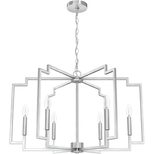image:imageHunter  Zoanne 6light Brushed Nickel Large Chandelier Dimmable Modern Style Geometric Shaped for Bedrooms Kitchens Dining Living Rooms  19571