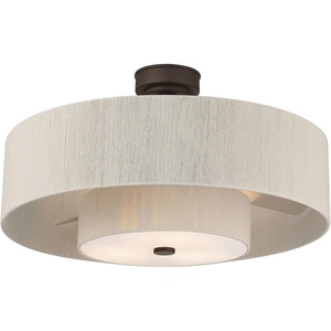 image:imageHunter 30 Brookside Fandelier Ceiling Fan LED Light Remote Black  Compact indoor fandelier with enclosed blades LED light remote and statement style for bedrooms offices or small spacesMatte Bronze