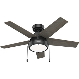 image:imageHunter 44 inch Burroughs Matte Silver Ceiling Fan with LED Light Kit and Pull ChainMatte Black