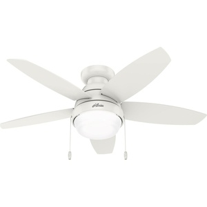 image:imageHunter 44 inch Indoor Ceiling Fan with LED Light  Ceiling Fan with Pull Chain For Bedroom Living Room or Kitchen Low Profile Mount No Remote 5 Blades  Lilliana 51223 Brushed Nickel  with LED Light Low Profile Mount 5 Blades For Bedroom Living Room Kitchen 51223Fresh White