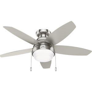 image:imageHunter 44 inch Indoor Ceiling Fan with LED Light  Ceiling Fan with Pull Chain For Bedroom Living Room or Kitchen Low Profile Mount No Remote 5 Blades  Lilliana 51223 Brushed Nickel  with LED Light Low Profile Mount 5 Blades For Bedroom Living Room Kitchen 51223Brushed Nickel
