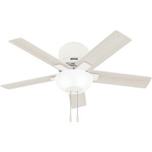 image:imageHunter 44 inch Indoor Ceiling Fan with LED Light  Low Profile Flush Mount White Ceiling Fan with Pull Chain For Bedroom Living Room or Kitchen No Remote 5 Blades  Fitzgerald 51588 Matte White  with LED Light Low Profile Flush Mount 5 Blades For Bedroom Living Room Kitchen 51588Matte White