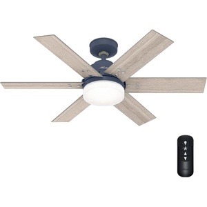 image:imageHunter 44 inch Indoor Ceiling Fan with LED Light and Remote Control  Standard Mount Ceiling Fan 6 Blades For Bedroom Living Room or Kitchen Quiet  Pacer 51207 Blush Pink  with LED Light and Remote Control Quiet 6 Blades For Bedroom Living Room Kitchen 51207Indigo Blue