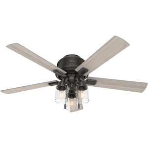 image:imageHunter 44 inch Indoor Ceiling Fan with LED Lights  Ceiling Fan with Pull Chain For Bedroom Living Room or Kitchen Low Profile Flush Mount No Remote 5 Blades  Hartland 50653 Matte SilverNoble Bronze