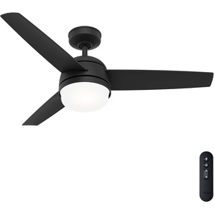 image:imageHunter 48 inch Indoor Ceiling Fan with LED Light and Remote Control  White Ceiling Fan Standard Mount 3 Blades For Bedroom Living Room or Kitchen Quiet  Midtown 54211 Fresh White  with LED Light and Remote Control Quiet 3 Blades For Bedroom Living Room Kitchen 54211Matte Black