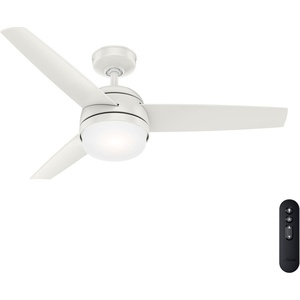image:imageHunter 48 inch Indoor Ceiling Fan with LED Light and Remote Control  White Ceiling Fan Standard Mount 3 Blades For Bedroom Living Room or Kitchen Quiet  Midtown 54211 Fresh White  with LED Light and Remote Control Quiet 3 Blades For Bedroom Living Room Kitchen 54211Fresh White