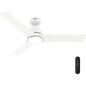 image:imageHunter 52 Aeronaut Outdoor Smart Ceiling Fan LED Light Remote White  ENERGY STAR fan is 64 more efficient with Apple Google Alexa support LED light and remote for bedrooms or patiosWhite