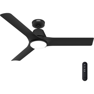 image:imageHunter 52 Aeronaut Outdoor Smart Ceiling Fan LED Light Remote White  ENERGY STAR fan is 64 more efficient with Apple Google Alexa support LED light and remote for bedrooms or patiosMatte Black
