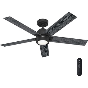 image:imageHunter 52 Inch Indoor Ceiling Fan with LED Light and Remote Control  White Modern Ceiling Fan 5 Blades and 6 Speed WhisperWind Motor For Bedroom Living Room or Kitchen ENERGY STAR  Erling 52851Matte Black