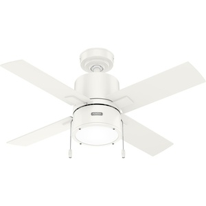 image:imageHunter 52 inch Beck Fresh White Ceiling Fan with LED Light Kit and Pull Chain  Standard Mount Pull Chain 4 Blades For Bedroom Living Room Kitchen 51744Fresh White