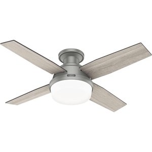 image:imageHunter 52 inch Indoor Ceiling Fan with LED Light and Remote Control  White Modern Ceiling Fan Low Profile Mount 4 Blades For Bedroom Living Room or Kitchen Quiet  Dempsey 59242 Fresh White  with LED Light and Remote Control Low Profile Mount 4 Blades For Bedroom Living Room Kitchen 59242Silver