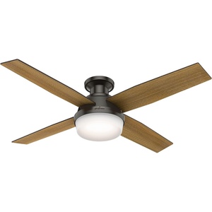 image:imageHunter 52 inch Indoor Ceiling Fan with LED Light and Remote Control  White Modern Ceiling Fan Low Profile Mount 4 Blades For Bedroom Living Room or Kitchen Quiet  Dempsey 59242 Fresh White  with LED Light and Remote Control Low Profile Mount 4 Blades For Bedroom Living Room Kitchen 59242Clear