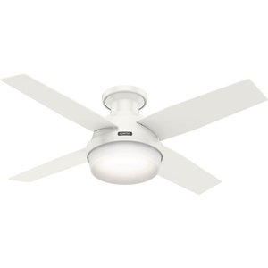 image:imageHunter 52 inch Indoor Ceiling Fan with LED Light and Remote Control  White Modern Ceiling Fan Low Profile Mount 4 Blades For Bedroom Living Room or Kitchen Quiet  Dempsey 59242 Fresh White  with LED Light and Remote Control Low Profile Mount 4 Blades For Bedroom Living Room Kitchen 59242Fresh White