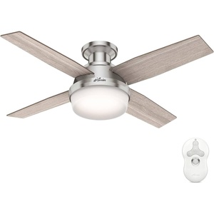image:imageHunter 52 inch Indoor Ceiling Fan with LED Light and Remote Control  White Modern Ceiling Fan Low Profile Mount 4 Blades For Bedroom Living Room or Kitchen Quiet  Dempsey 59242 Fresh White  with LED Light and Remote Control Low Profile Mount 4 Blades For Bedroom Living Room Kitchen 59242Brushed Nickel  Light Gray Oak