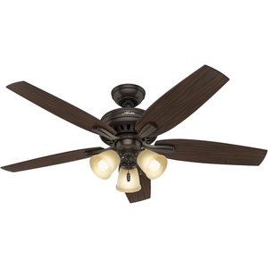 image:imageHunter 52 inch Indoor Ceiling Fan with LED Lights  Ceiling Fan with Pull Chain For Bedroom or Living Room Standard Mount No Remote 5 Blades Includes Bulbs  Newsome 53318 Brushed Nickel  with LED Lights Standard Mount 5 Blades For Bedroom Living Room Includes Bulbs 53318Premier Bronze