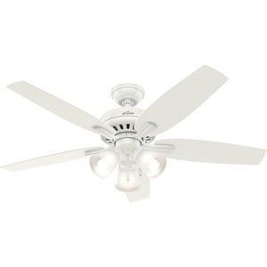 image:imageHunter 52 inch Indoor Ceiling Fan with LED Lights  Ceiling Fan with Pull Chain For Bedroom or Living Room Standard Mount No Remote 5 Blades Includes Bulbs  Newsome 53318 Brushed Nickel  with LED Lights Standard Mount 5 Blades For Bedroom Living Room Includes Bulbs 53318Fresh White