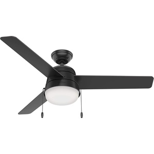 image:imageHunter 52 inch Outdoor or Indoor Ceiling Fan with LED Light and Pull Chain  Black Modern Ceiling Fan Standard Mount 3 Blades For Patio Porch Garage or Living Room  Aker 50386 Matte Black  with LED Light and Pull Chain Standard Mount 3 Blades For Living Room Patio Porch Garage 50386Matte Black finish