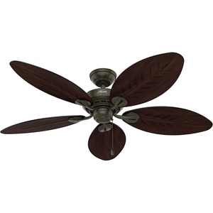 image:imageHunter Bayview Outdoor or Indoor Ceiling Fan No Light 54 inch White  Standard Mount Pull Chain 5 Blades For Living Room Patio Porch Garage 50474Provencal Gold finish