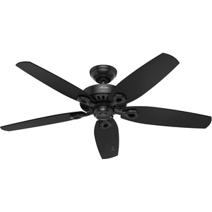 image:imageHunter Builder Elite Outdoor or Indoor Ceiling Fan 52 inch Matte Black  No Light Standard Mount Pull Chain 5 Blades For Living Room Patio Porch 53294Matte Black