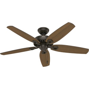 image:imageHunter Builder Elite Outdoor or Indoor Ceiling Fan 52 inch Matte Black  No Light Standard Mount Pull Chain 5 Blades For Living Room Patio Porch 53294New Bronze finish
