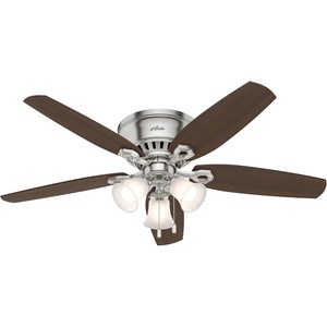 image:imageHunter Builder Indoor Ceiling Fan with LED Lights 52 inch New Bronze  Low Profile Flush Mount Pull Chain 5 Blades For Bedroom Living Room Kitchen 53327Brushed Nickel  Brazilian Cherry