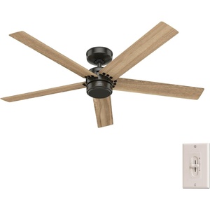 image:imageHunter Burton Outdoor or Indoor Ceiling Fan 52 inch Noble Bronze  No Light Standard Mount Wall Control 5 Blades For Living Room Patio Porch Garage 52264 Noble Bronze