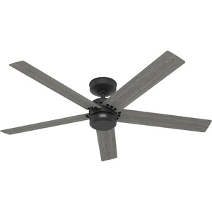 image:imageHunter Burton Outdoor or Indoor Ceiling Fan 52 inch Noble Bronze  No Light Standard Mount Wall Control 5 Blades For Living Room Patio Porch Garage 52264 Matte Black