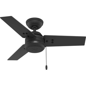 image:imageHunter Cassius Outdoor or Indoor Ceiling Fan 52 inch Matte Silver  No Light Standard Mount Pull Chain 3 Blades For Living Room Patio Porch Garage 59262Matte Black