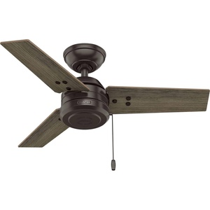image:imageHunter Cassius Outdoor or Indoor Ceiling Fan 52 inch Matte Silver  No Light Standard Mount Pull Chain 3 Blades For Living Room Patio Porch Garage 59262Noble Bronze
