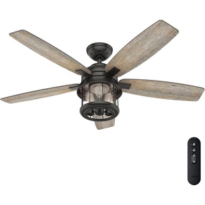 image:imageHunter Coral Bay Outdoor or Indoor Ceiling Fan 52 inch Noble Bronze  with LED Lights and Remote Control Standard Mount 5 Blades For Living Room Patio Porch Garage 59420Black