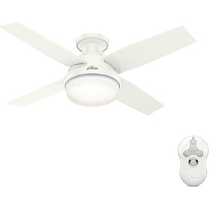image:imageHunter Dempsey Outdoor or Indoor Ceiling Fan Quiet 44 inch Matte Black  with LED Light and Remote Control Low Profile Mount 4 Blades For Living Room Patio Porch Garage 50400Fresh White