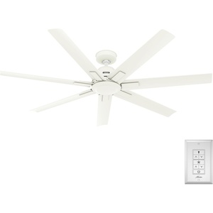 image:imageHunter Downtown Outdoor or Indoor Ceiling Fan 60 inch Matte Black  No Light Standard Mount Wall Control Quiet 7 Blades For Patio Porch Garage 51590Matte White