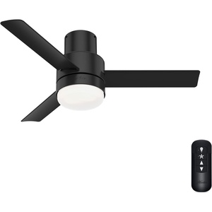 image:imageHunter Fan 44 inch Low Profile Matte Black IndoorOutdoor Ceiling Fan with Light Kit and Remote Control Renewed