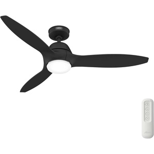 image:imageHunter Fan 52 Inch Fresh Black IndoorOutdoor Ceiling Fan with Lights and Remote Control for Farmhouse Patio Bedroom Living Room Office Basement Kitchen Dining Room Renewed